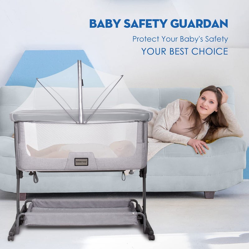 Beberoad Love Bassinet Mosquito Net Cover - Breathable Mesh Canopy with 2-Way Zipper for Baby Cribs, Bedside Sleepers & Travel Cribs (White) - Image 4